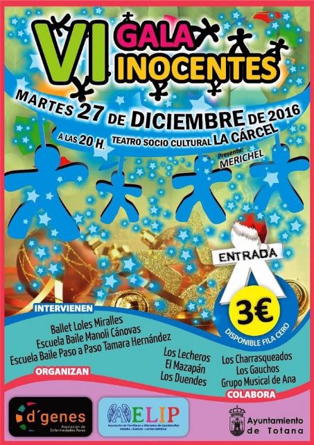 El próximo 27 de diciembre se celebrará la VI Gala Inocentes organizada por D´Genes y AELIP
