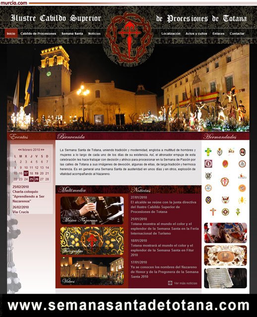 Página principal de la web semanasantadetotana.com