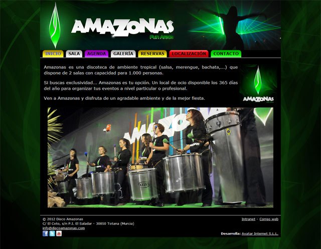 Aspecto de la página principal de discoamazonas.com