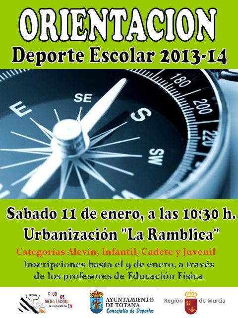 La concejalía de Deportes organiza la fase local de orientación Deporte Escolar este sábado 11 de enero en la urbanización La Ramblica