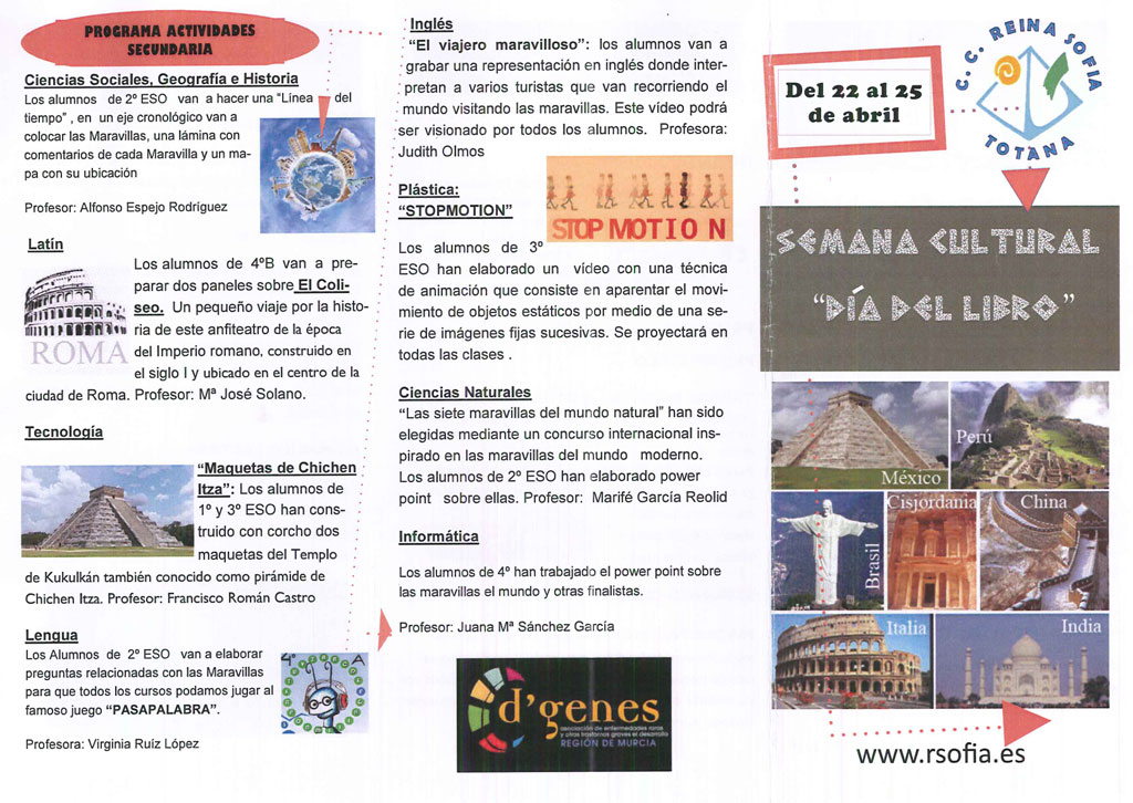 El colegio Reina Sofía de Totana organiza numerosas actividades en el marco de la Semana Cultural 'Día del Libro'