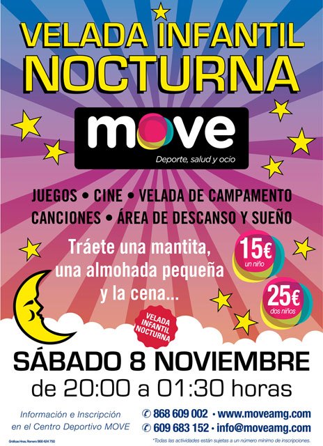 MOVE organiza una 'Velada infantil nocturna' con juegos, cine, canciones, etc.