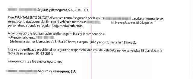 Certificado de seguro