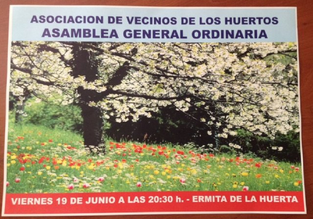 La Asociación de Vecinos de Los Huertos celebra este viernes su Asamblea General Ordinaria