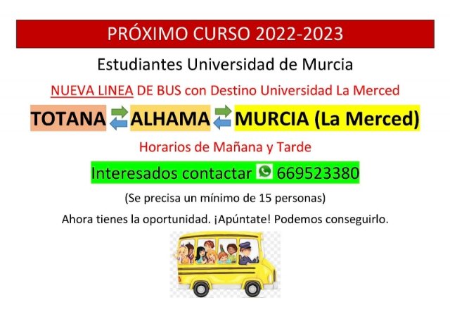 Autobús Totana al Campus de La Merced