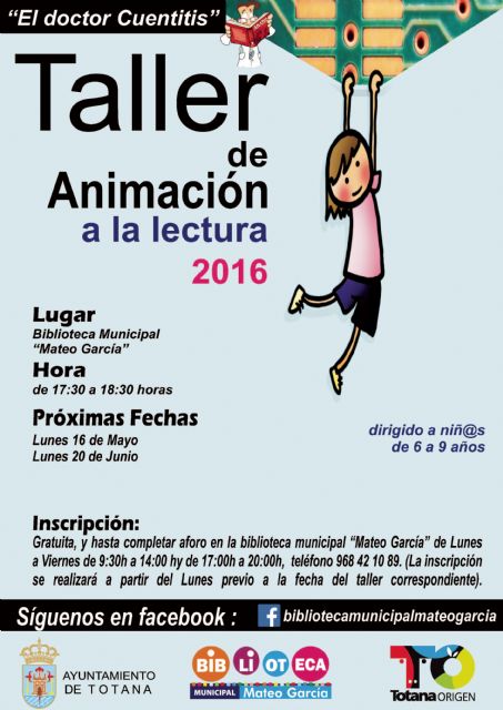 El próximo 16 de mayo se retoma el Taller de Animación a la Lectura 'Doctor Cuentitis' en la biblioteca municipal