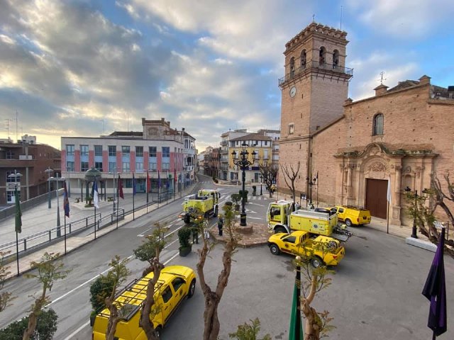 Bomberos forestales ya se encuentran en Totana para realizar trabajos de limpieza y desinfección en puntos estratégicos del municipio