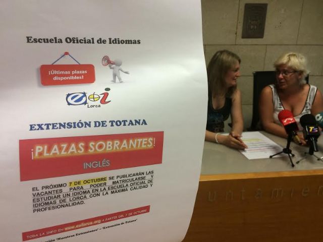 La extensión de la EOI de Totana publicará el 7 de octubre las plazas vacantes de repesca para matricularse en el curso 2016/2017