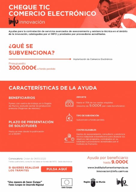 El Instituto de Fomento abre la convocatoria de ayudas dirigidas a pymes para la implantación de proyectos de comercio electrónico