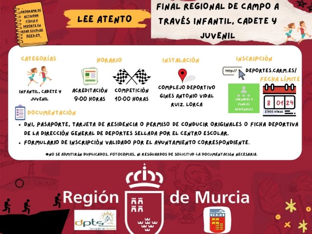 Un total de 20 deportistas totaneros participan mañana en la Final Regional Escolar de Campo a Través en las categorías Infantil, Cadete y Juvenil