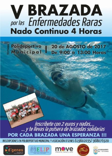 El 20 de agosto se celebrará la V Brazada por las enfermedades raras