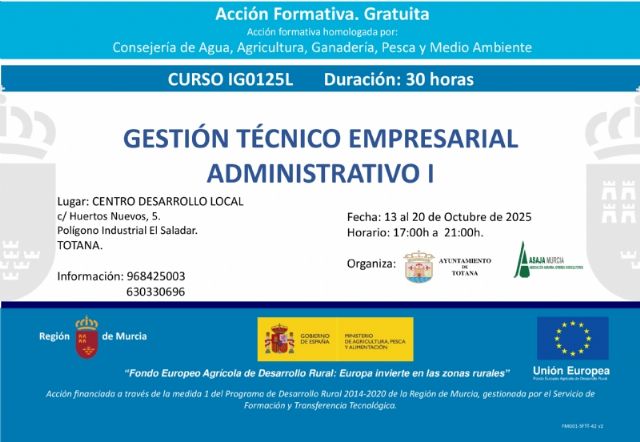 Se pone en marcha un nuevo curso gratuito de Gestión Técnico Empresarial, de 30 horas de duración, en colaboración con ASAJA