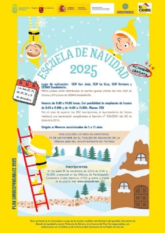 Quedan plazas para participar en el programa de conciliación “Escuela de Navidad 2025”