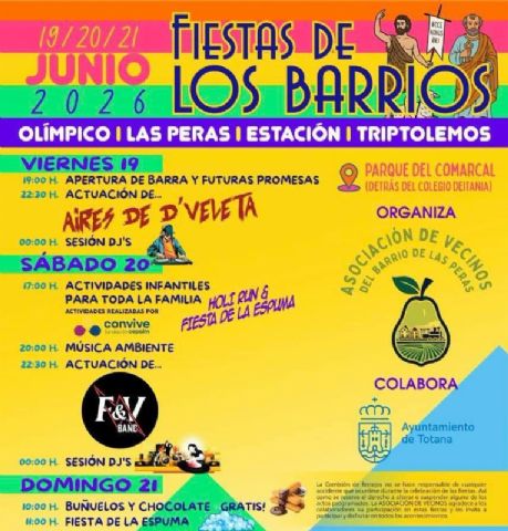 Las fiestas de los barrios Olímpico, Estación, Triptolemos y Las Peras se celebran del 20 al 22 de junio