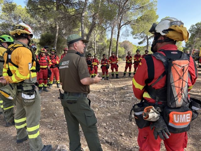 La UME realiza ejercicios de instrucción en Sierra Espuña en la lucha contra los incendios forestales junto a las Brigadas Forestales de la Región de Murcia (BRIFOR)