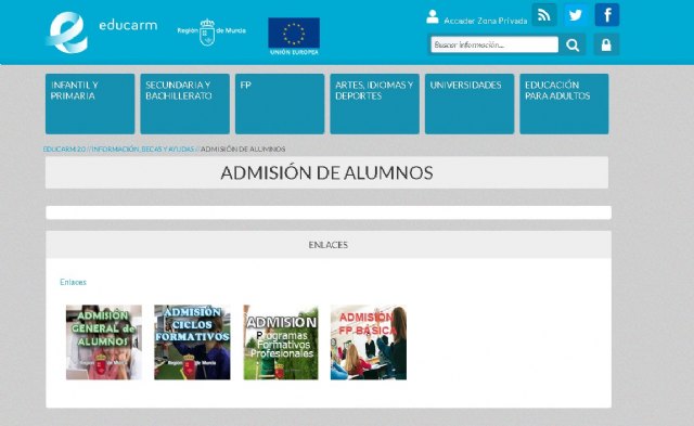 Permanecen interrumpidos los plazos para el proceso de admisión de alumnos para el curso 2020/21