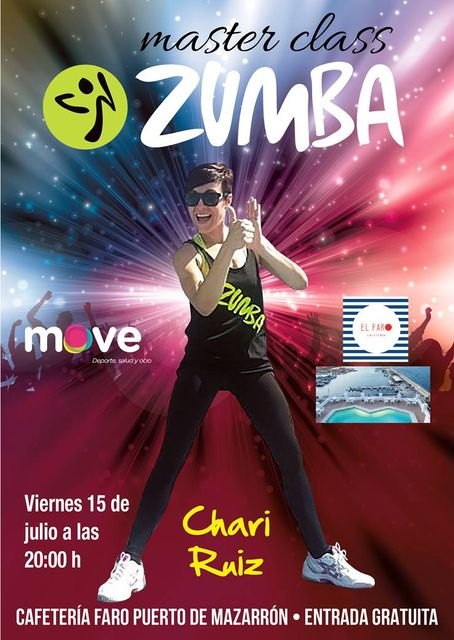MOVE organiza una Master Class de Zumba mañana viernes en cafetería El Faro de Puerto de Mazarrón