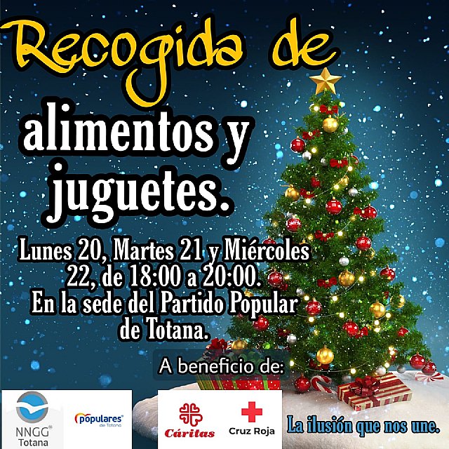 NNGG del PP de Totana inicia una campaña de recogida de juguetes y alimentos