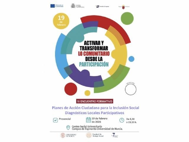 El Proceso Comunitario de Totana se debatirá en el l IV Encuentro Regional 'Activar y Transformar lo Comunitario desde la Participación'