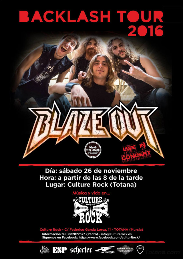 La banda de Rock/Metal BLAZE OUT ofrecerá un concierto el próximo sábado en Culture Rock