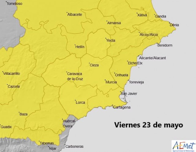 Lluvias generalizadas en la Región de Murcia
