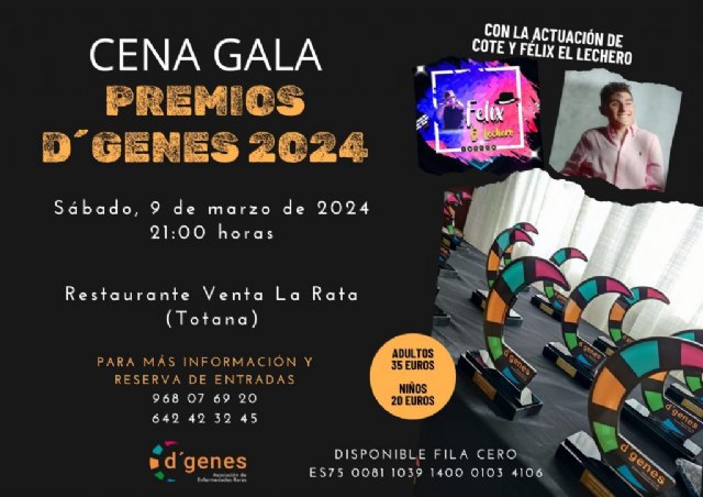 D´Genes celebrará su cena anual por el Día Mundial de las Enfermedades Raras el próximo 9 de marzo