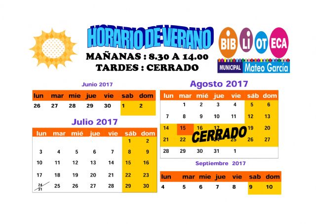 La sala de estudio permanecerá abierta durante las mañanas y tardes de julio y agosto; mientras que la biblioteca municipal tendrá horario solo matinal