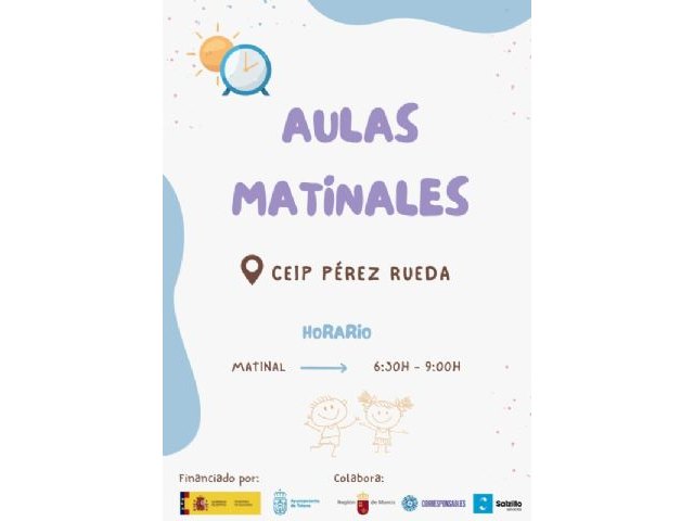 Los Servicios Matinales de Proximidad se vuelven a prestar en diez colegios de Totana como un apoyo público imprescindible para las familias