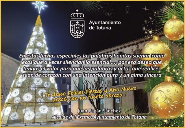 El alcalde de Totana transmite un mensaje de esperanza, solidaridad y unidad en su mensaje navideño