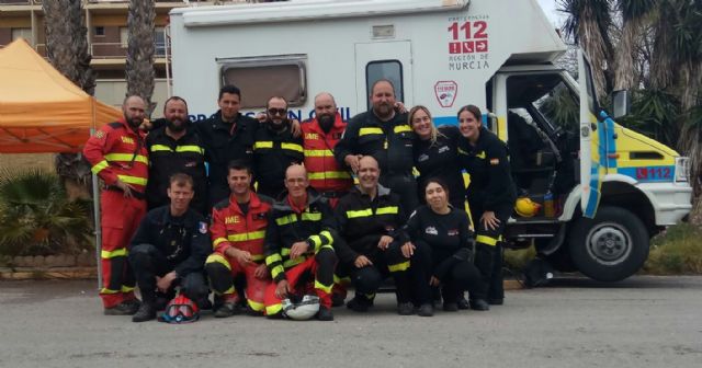 La Unidad Canina de Protección Civil participa en el simulacro regional de un supuesto terremoto que se registra en la Región de Murcia