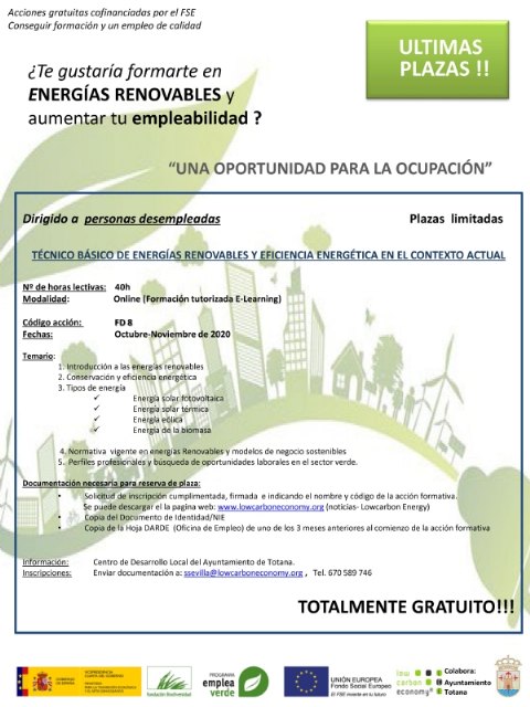 Organizan un curso virtual sobre Energías Renovables y Eficiencia Energética durante el próximo mes de octubre
