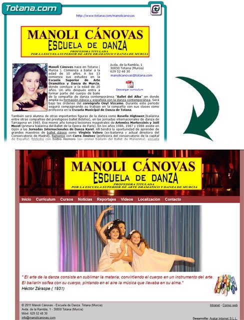 La antigua ficha de Manoli Cánovas en Totana.com es ahora una web completa con dominio propio
