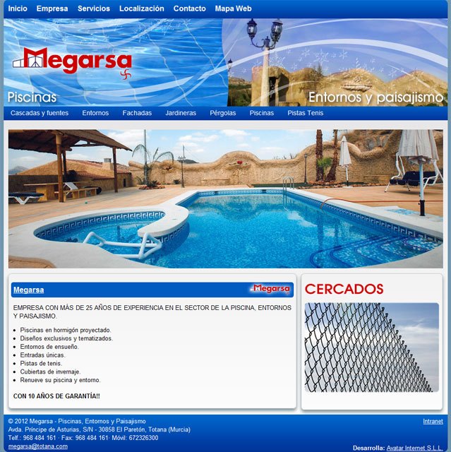 Nueva página web de Piscinas Megarsa, desarrollada con 