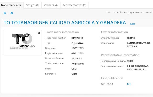 El ayuntamiento inscribe en el Registro de Patentes la marca comunitaria 'TO TOTANAORIGEN CALIDAD AGRICOLA Y GANADERA'