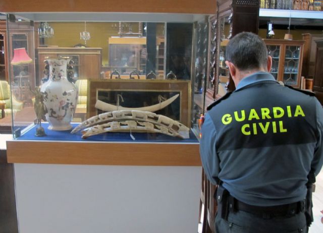 La Guardia Civil decomisa una veintena de piezas de marfil en un comercio de Totana
