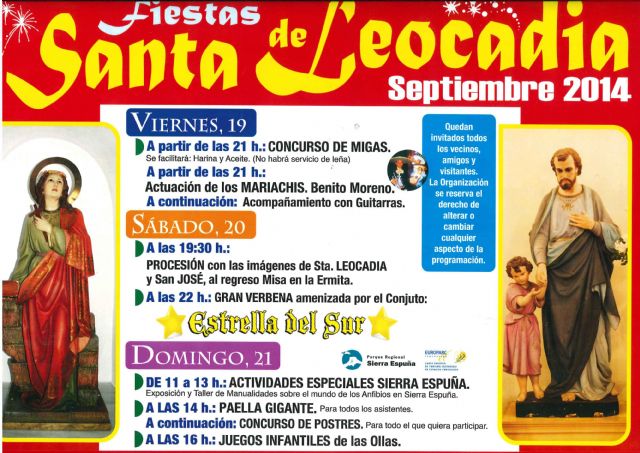 Las fiestas de 'Santa Leocadia' comienzan este viernes 19 de septiembre