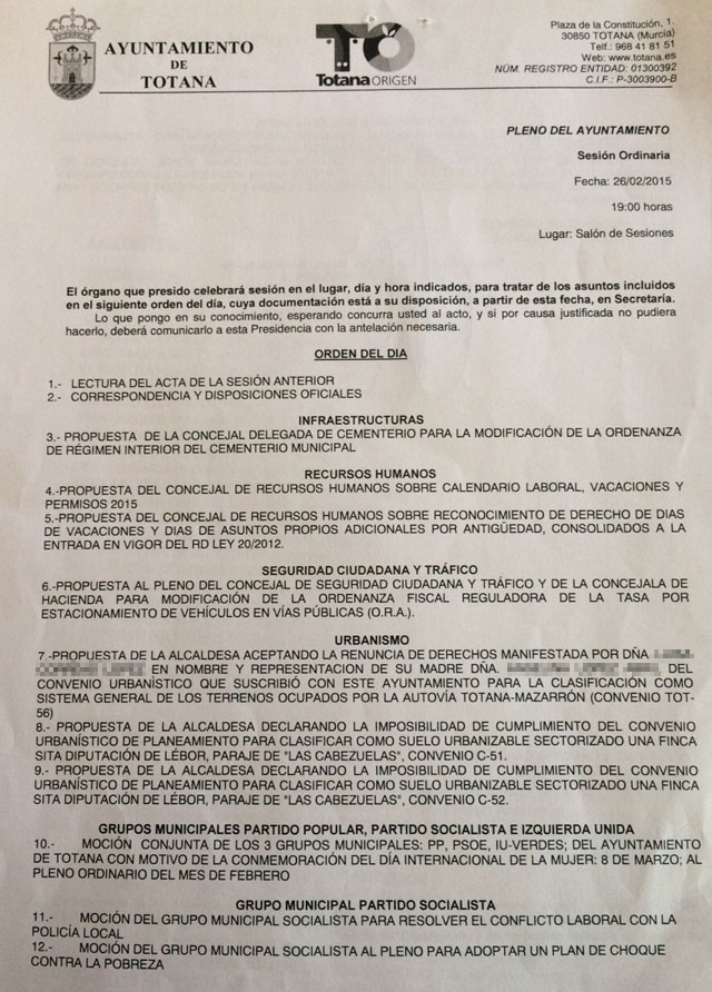 El Pleno debate hoy la modificación de la ordenanza de régimen interior del Cementerio Municipal 'Nuestra Señora del Carmen'