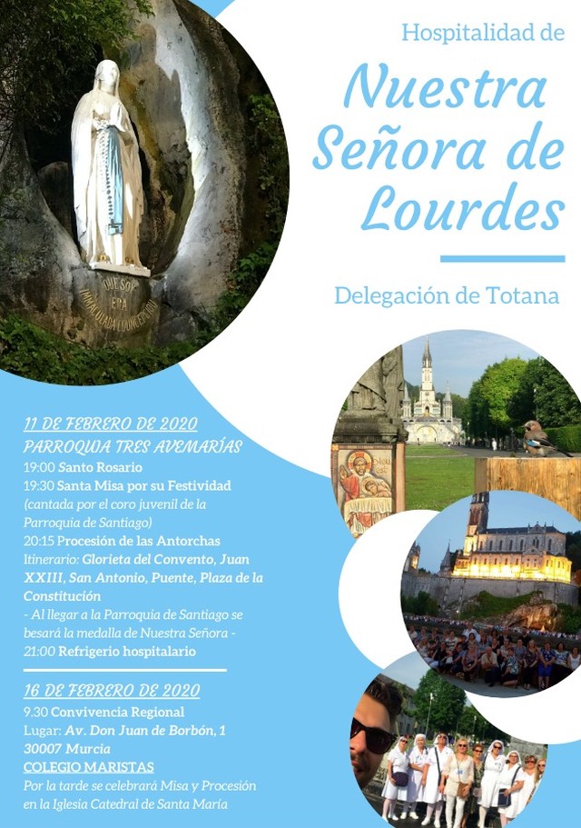 La Delegación de Totana de la Hospitalidad de Lourdes celebrará varios actos el 11 de febrero con motivo de su Festividad