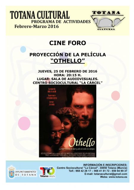 Este próximo jueves se tendrá lugar la actividad cine-foro con la proyección de la película 'Othello'